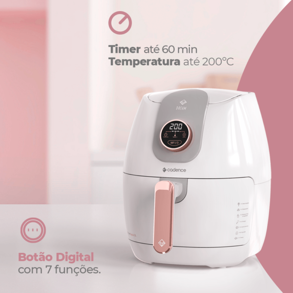 Fritadeira Sem Óleo 3L Cadence Dream Rosé Gold - Imagem 3